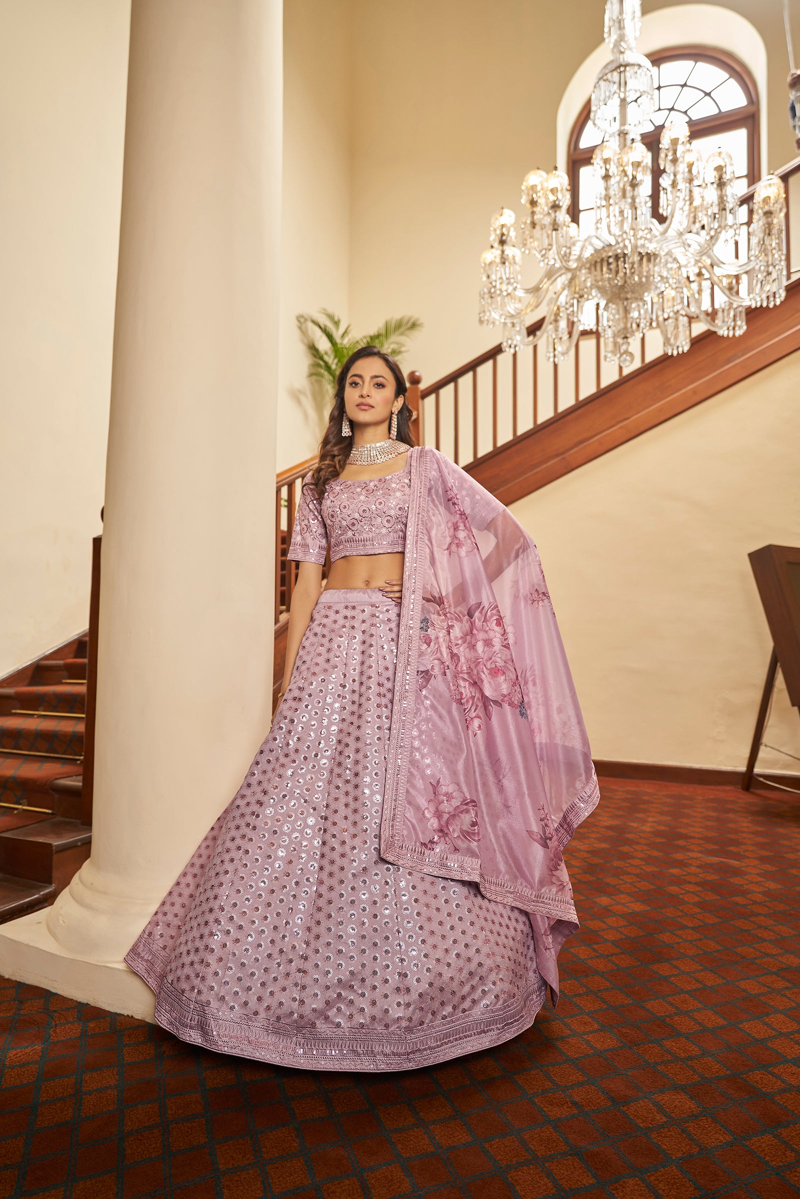 Dusty Pink Lehenga Choli For Women Latest Bridesmaids Lehenga Choli Indian Outfits Function Wear Indian Wedding Lehenga Choli Party Wear ClothsVilla