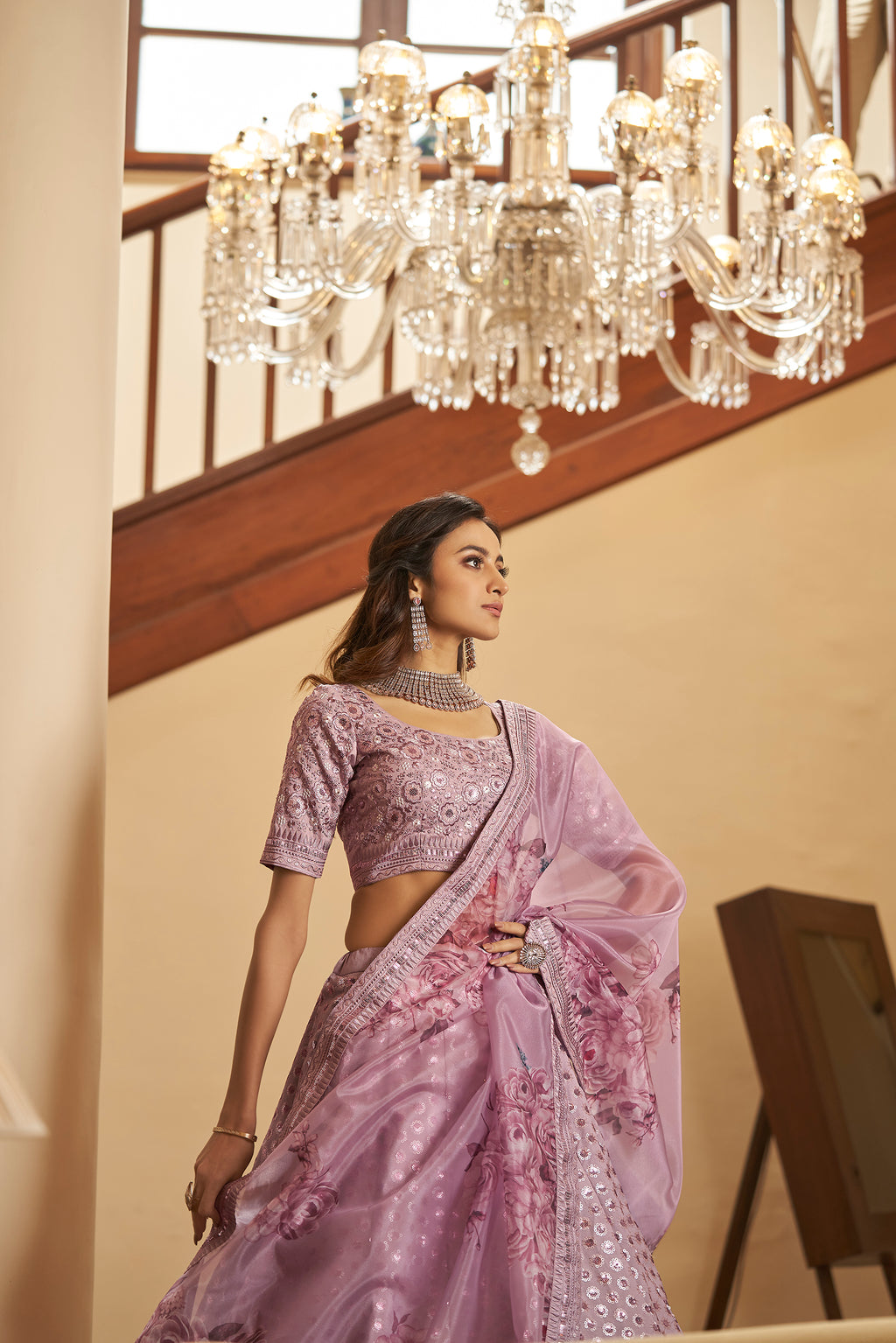 Dusty Pink Lehenga Choli For Women Latest Bridesmaids Lehenga Choli Indian Outfits Function Wear Indian Wedding Lehenga Choli Party Wear ClothsVilla