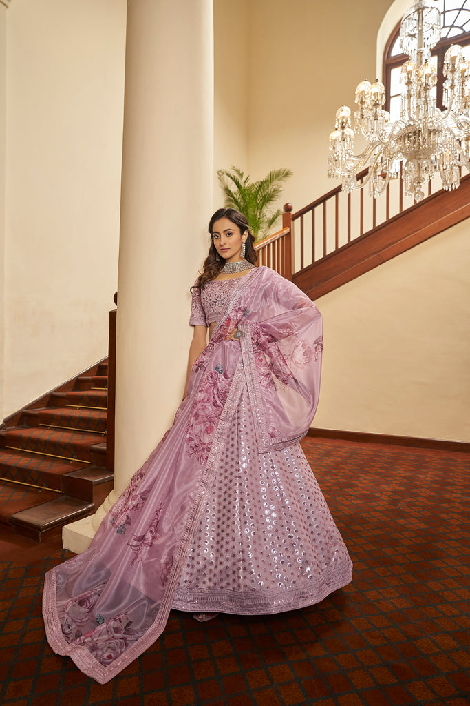 Dusty Pink Lehenga Choli For Women Latest Bridesmaids Lehenga Choli Indian Outfits Function Wear Indian Wedding Lehenga Choli Party Wear ClothsVilla