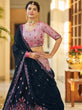 Load image into Gallery viewer, Dusty Pink Navy Blue Thread And Sequins Embroidered With Mirror Work Art Silk Festive &amp; Party Wear Semi Stitched Lehenga ClothsVilla