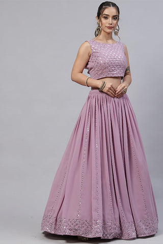 Dusty Pink Vibrant Color Exclusive Designer Lehenga Choli Collection ClothsVilla.com
