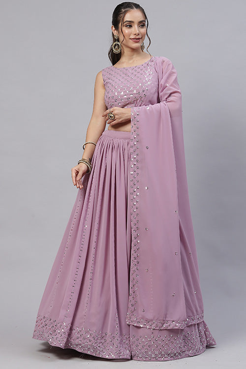 Dusty Pink Vibrant Color Exclusive Designer Lehenga Choli Collection ClothsVilla.com