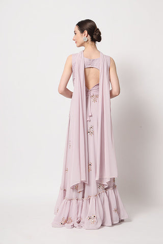 Dusty Pink Georgette Thread With Sequins Embroidered Lehenga Choli ClothsVilla.com