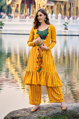 Beautiful Georgette Three Piece Embroidered Co-Ord Set ClothsVilla.com