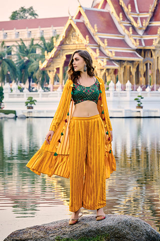 Beautiful Georgette Three Piece Embroidered Co-Ord Set ClothsVilla.com