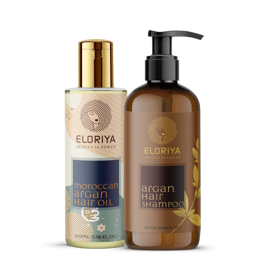 ELORIYA Moroccan Argan Hair Oil, 100Ml + Argan Hair Shampoo, 300 Ml ELORIYA