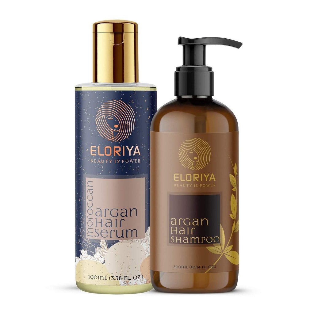 ELORIYA Argan Hair Shampoo, 300ML Moroccan Argan Hair Serum, 100Ml ELORIYA