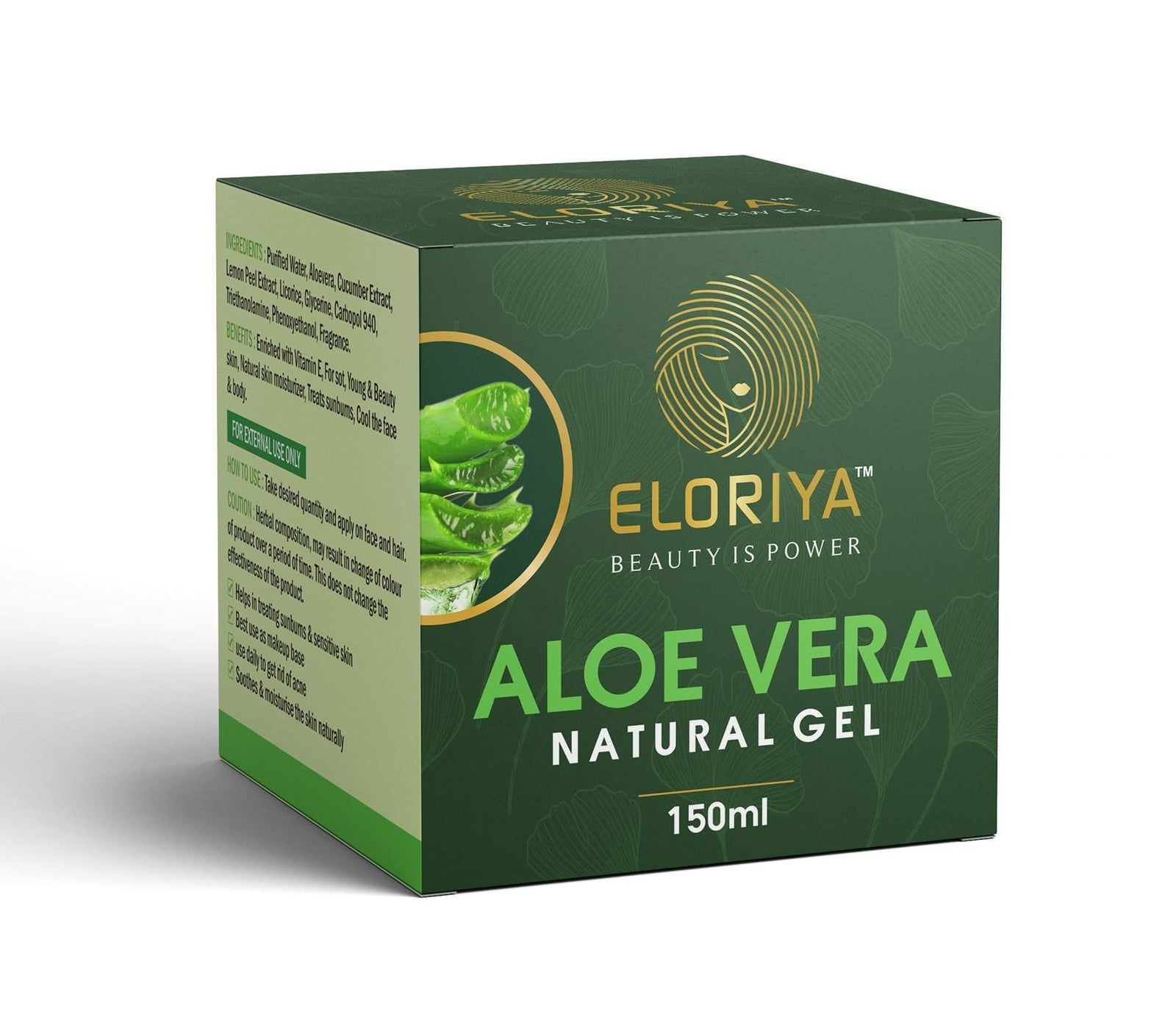 ELORIYA Aloe Vera Natural Gel for Healthy Skin and Hair, for Moisturizing, Cooling & Soothing, 150 ml ELORIYA