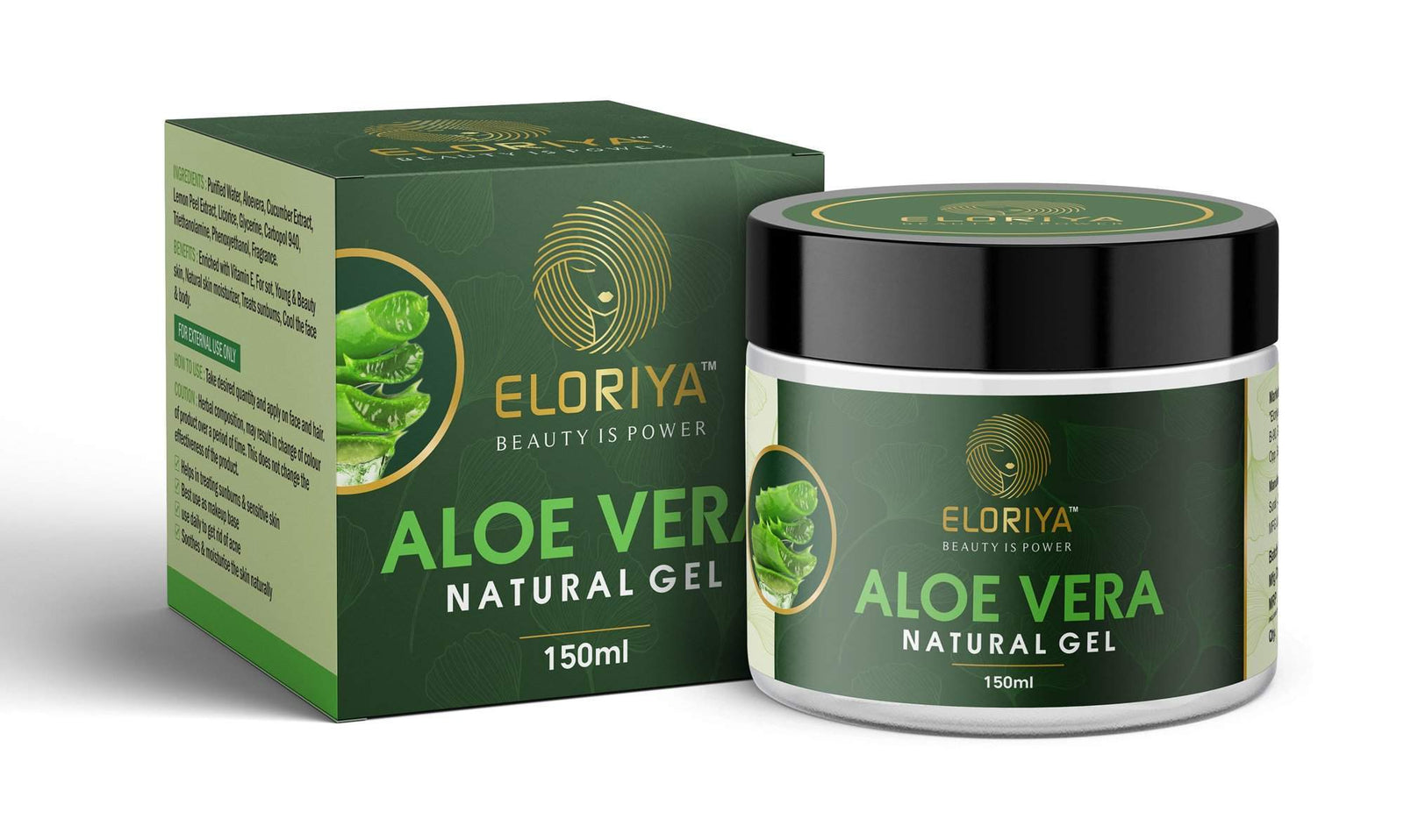 ELORIYA Aloe Vera Natural Gel for Healthy Skin and Hair, for Moisturizing, Cooling & Soothing, 150 ml ELORIYA