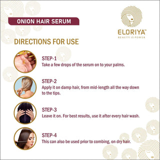 ELORIYA Onion Hair Serum for Strong and Frizz-Free Hair for Instant Smoothing, Repairing and Shining, 100 ml ELORIYA