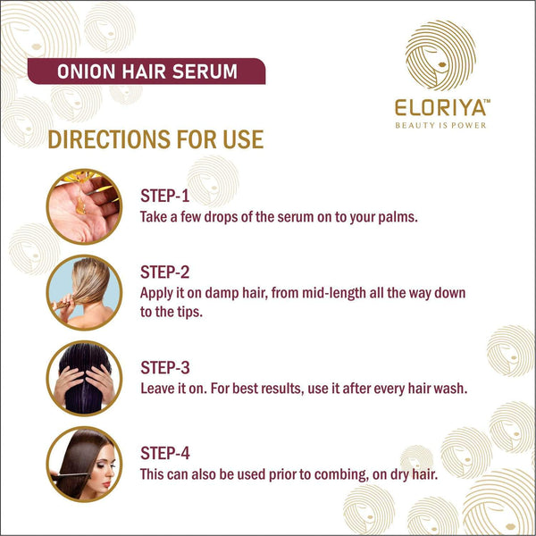 ELORIYA Onion Hair Serum for Strong and Frizz-Free Hair for Instant Smoothing, Repairing and Shining, 100 ml ELORIYA