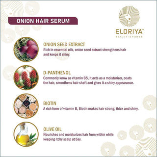 ELORIYA Onion Hair Serum for Strong and Frizz-Free Hair for Instant Smoothing, Repairing and Shining, 100 ml ELORIYA