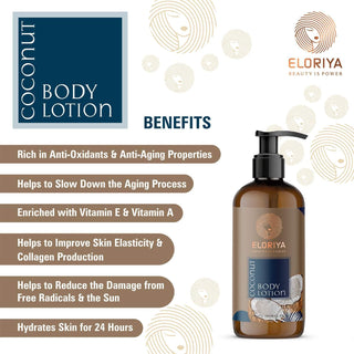 Eloriya Coconut Body Lotion with Deep Moisturizing for Smooth and Pleasant Skin 300 ml ELORIYA