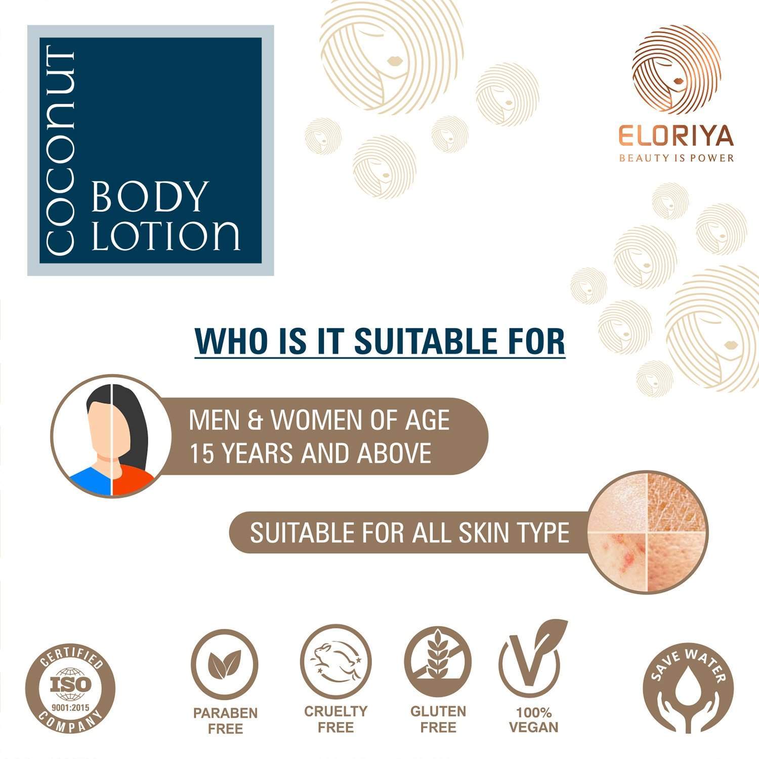 Eloriya Coconut Body Lotion with Deep Moisturizing for Smooth and Pleasant Skin 300 ml ELORIYA