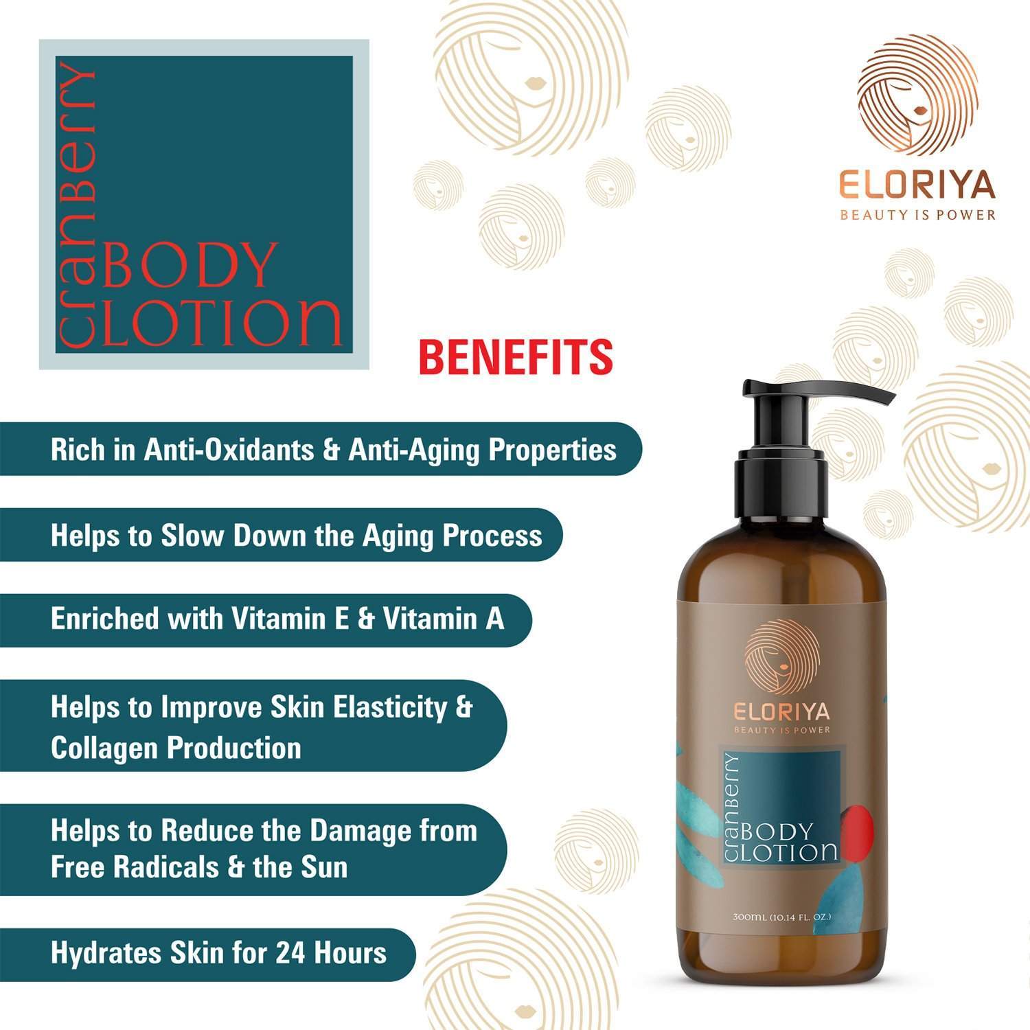 Eloriya Cranberry Body Lotion with Deep Moisturizing for Smooth and Pleasant Skin 300 ml ELORIYA
