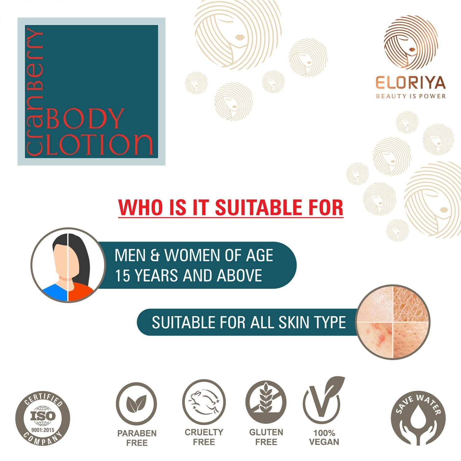 Eloriya Cranberry Body Lotion with Deep Moisturizing for Smooth and Pleasant Skin 300 ml ELORIYA