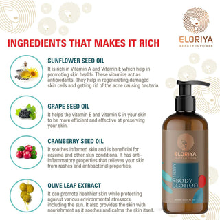 Eloriya Cranberry Body Lotion with Deep Moisturizing for Smooth and Pleasant Skin 300 ml ELORIYA