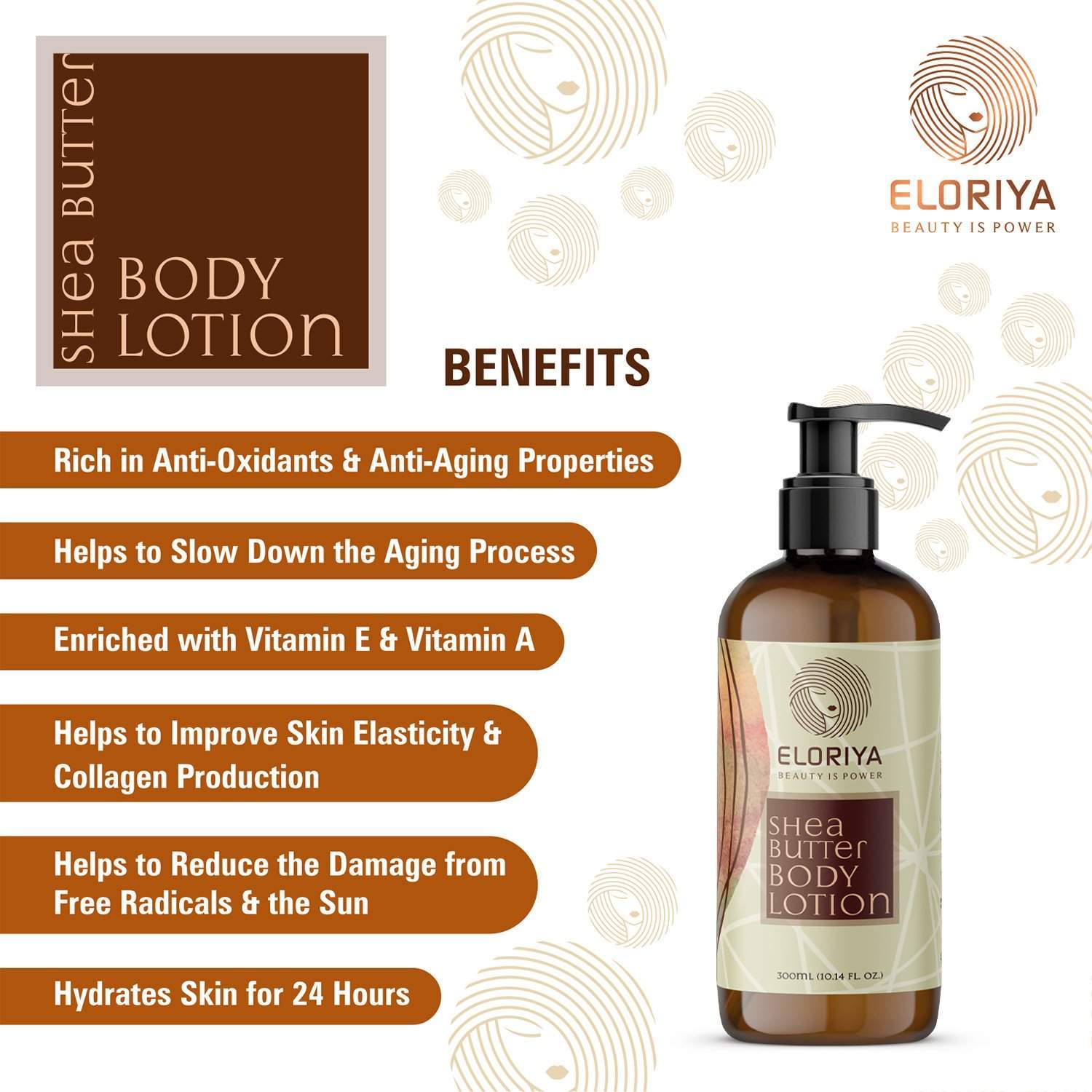 Eloriya Shea Butter Body Lotion with Deep Moisturizing for Smooth and Pleasant Skin 300 ml ELORIYA