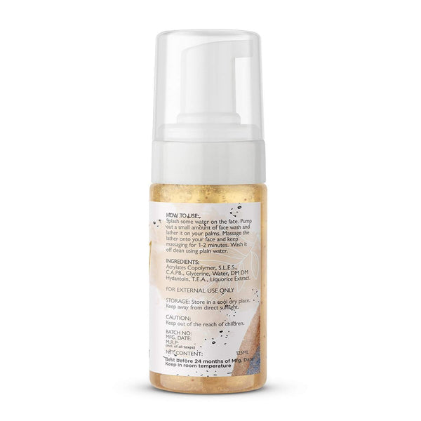 ELORIYA Gold Foaming Facewash for Deep Cleansing, Anti-Ageing, Skin Brightening and Whitening Face Cleanser for Men and Women, 125 ml ELORIYA