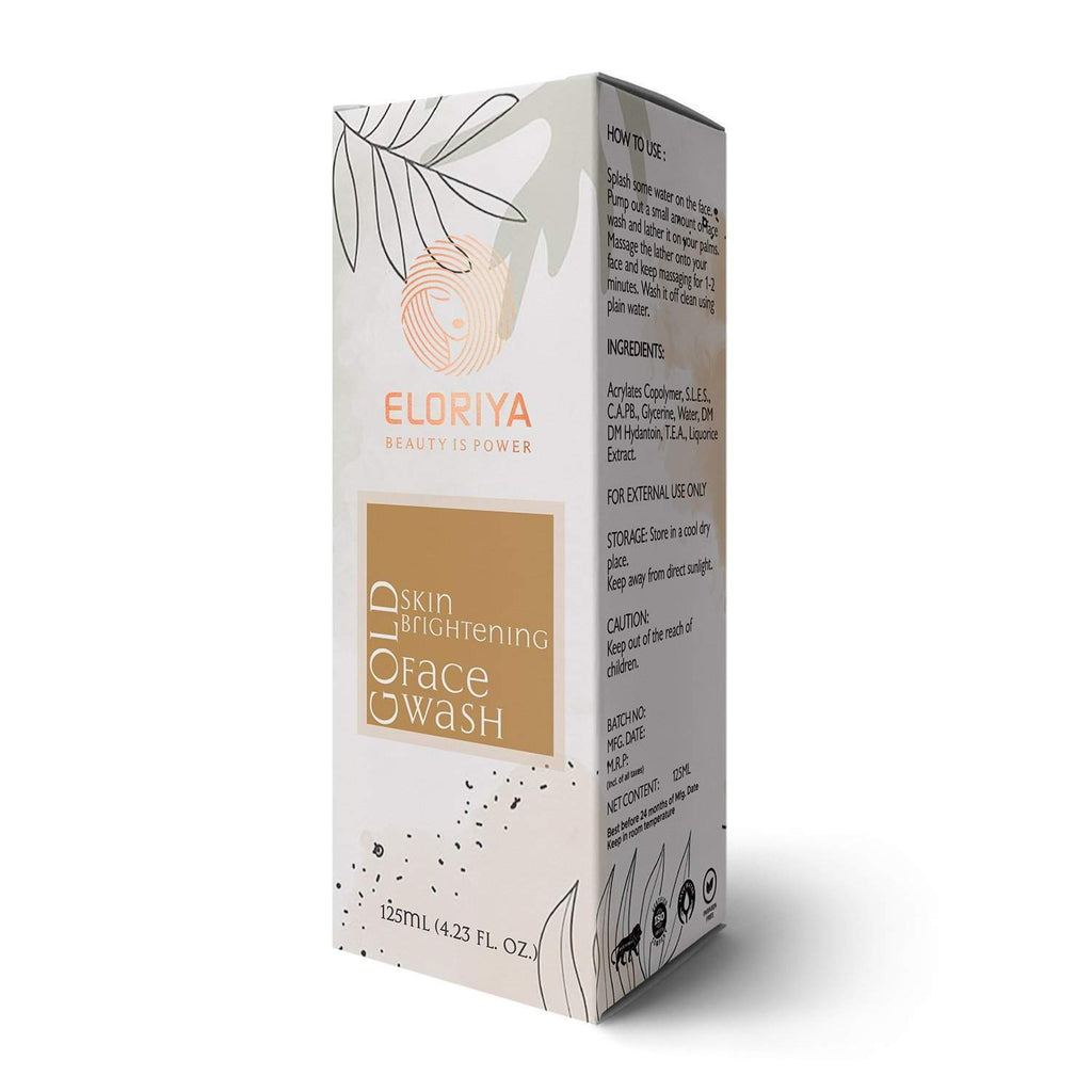 ELORIYA Gold Foaming Facewash for Deep Cleansing, Anti-Ageing, Skin Brightening and Whitening Face Cleanser for Men and Women, 125 ml ELORIYA