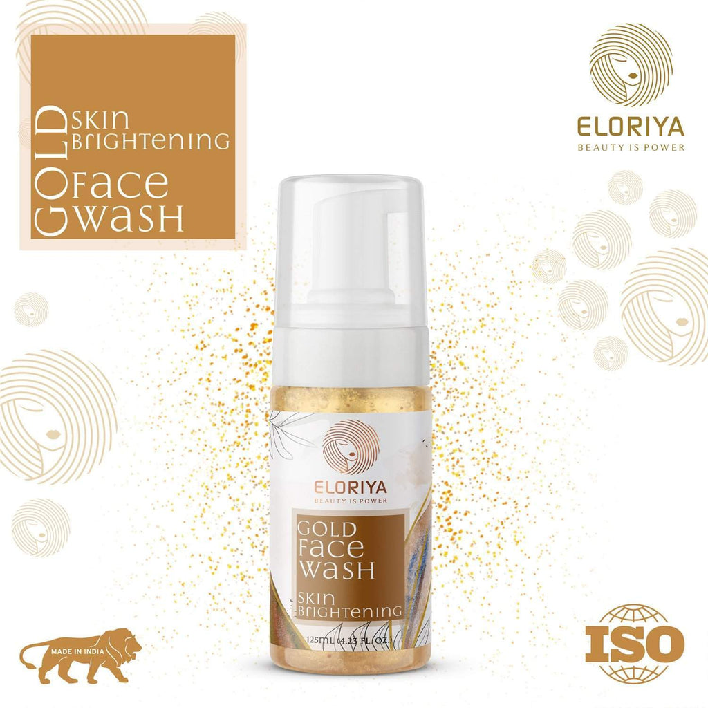 ELORIYA Gold Foaming Facewash for Deep Cleansing, Anti-Ageing, Skin Brightening and Whitening Face Cleanser for Men and Women, 125 ml ELORIYA