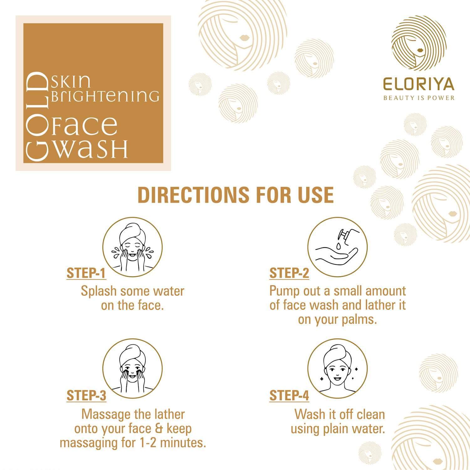ELORIYA Gold Foaming Facewash for Deep Cleansing, Anti-Ageing, Skin Brightening and Whitening Face Cleanser for Men and Women, 125 ml ELORIYA