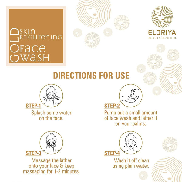 ELORIYA Gold Foaming Facewash for Deep Cleansing, Anti-Ageing, Skin Brightening and Whitening Face Cleanser for Men and Women, 125 ml ELORIYA