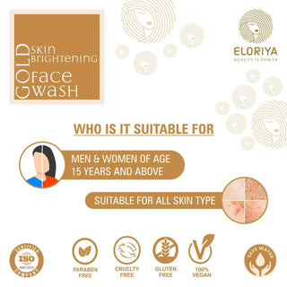 ELORIYA Gold Foaming Facewash for Deep Cleansing, Anti-Ageing, Skin Brightening and Whitening Face Cleanser for Men and Women, 125 ml ELORIYA