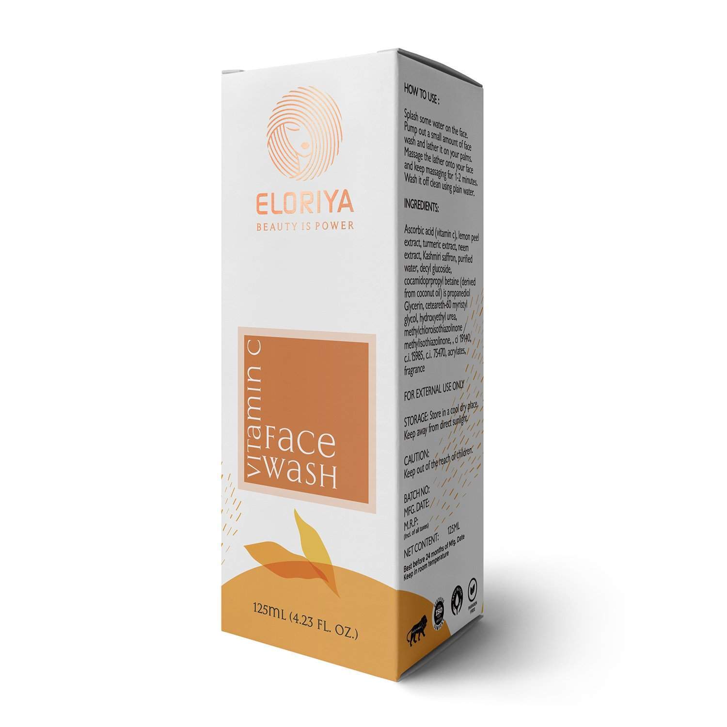 ELORIYA Vitamin C Foaming Face Wash,125 ml - For Skin Purification and Cleansing ELORIYA