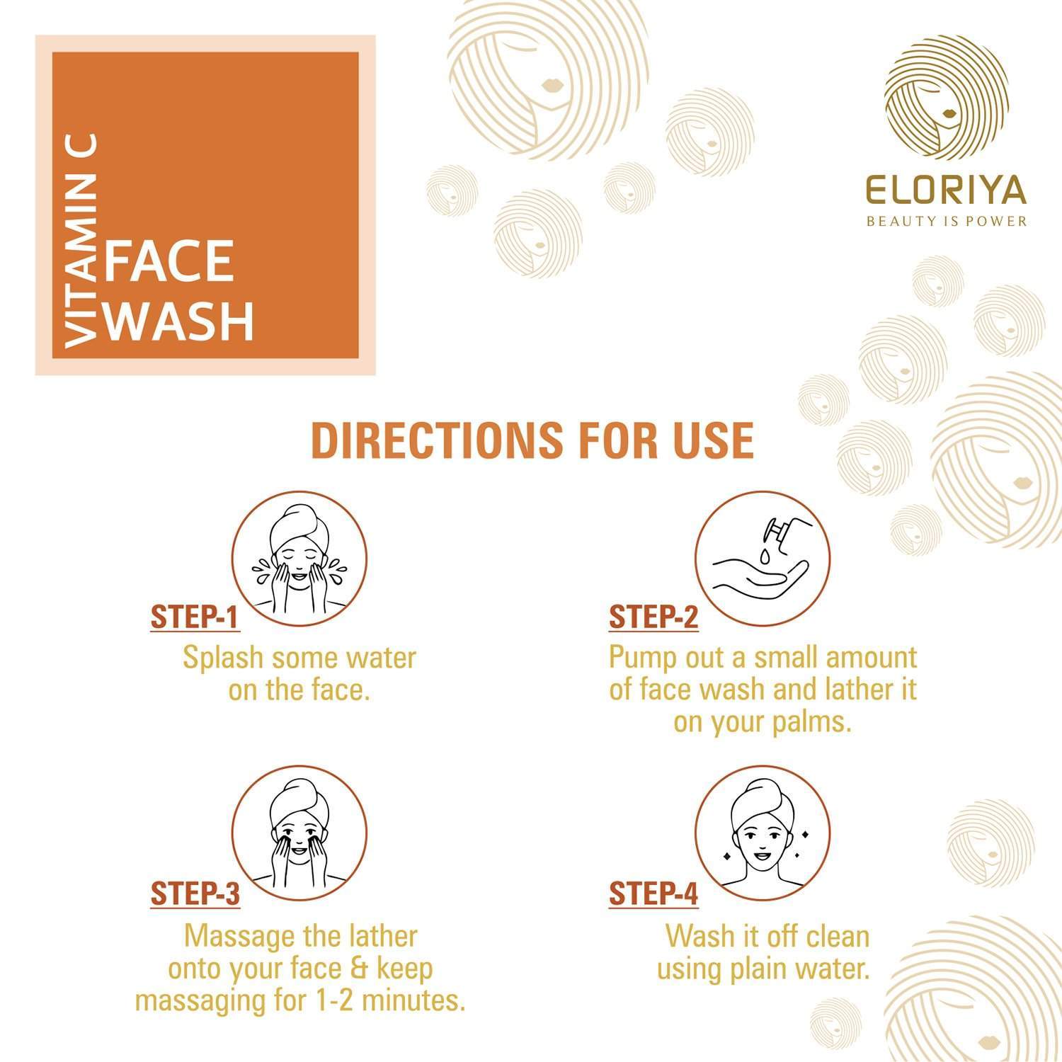 ELORIYA Vitamin C Foaming Face Wash,125 ml - For Skin Purification and Cleansing ELORIYA
