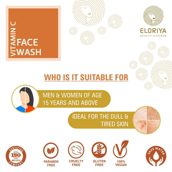 ELORIYA Vitamin C Foaming Face Wash,125 ml - For Skin Purification and Cleansing ELORIYA
