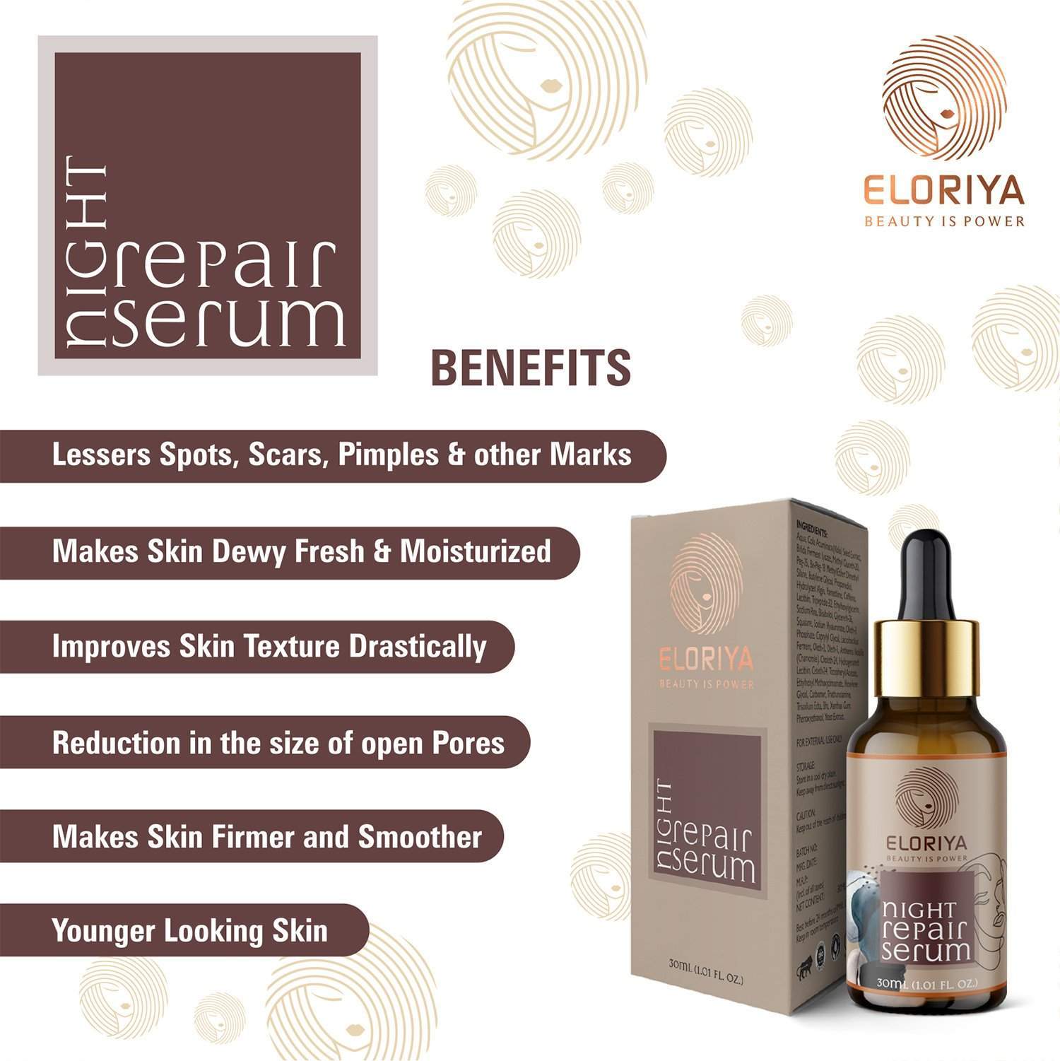 ELORIYA Night Repair Skin Serum, 30 ml ELORIYA