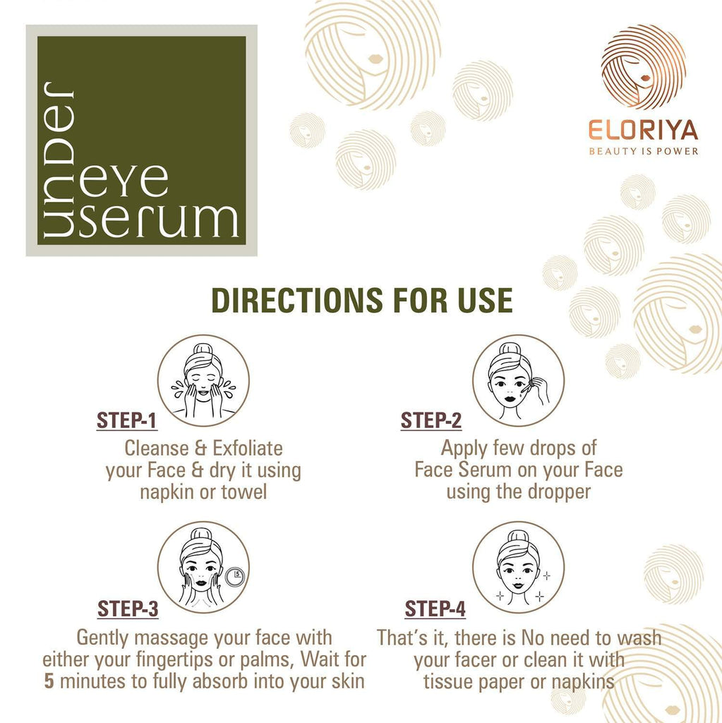 ELORIYA Under Eye Serum for Dark Circle, Acne Marks, Dark Spot, Anti-Aging, Oil Balancing, for All Skin Types, 30 Ml ELORIYA
