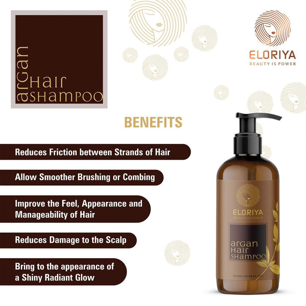ELORIYA Argan Oil Hair Shampoo for Make Hair Softer, Stop Split Ends, Restore Shiny for Men and Women, 300 ml ELORIYA