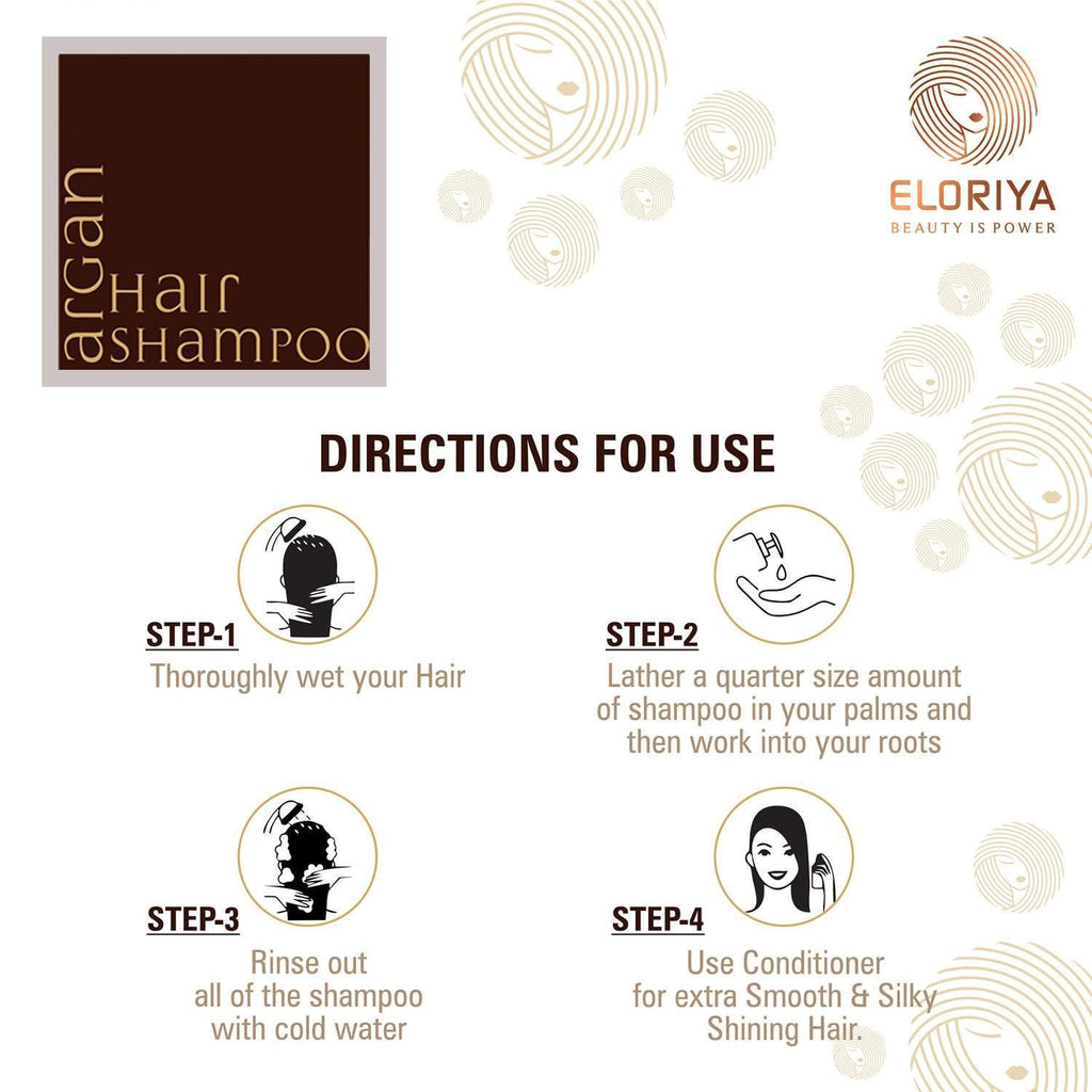 ELORIYA Argan Oil Hair Shampoo for Make Hair Softer, Stop Split Ends, Restore Shiny for Men and Women, 300 ml ELORIYA