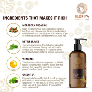 ELORIYA Argan Oil Hair Shampoo for Make Hair Softer, Stop Split Ends, Restore Shiny for Men and Women, 300 ml ELORIYA