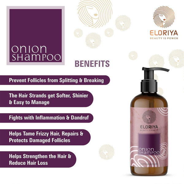 ELORIYA Onion Hair Shampoo for Hair Growth and Hair Fall Control with Onion Oil for Men and Women, 300 ml ELORIYA