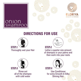 ELORIYA Onion Hair Shampoo for Hair Growth and Hair Fall Control with Onion Oil for Men and Women, 300 ml ELORIYA