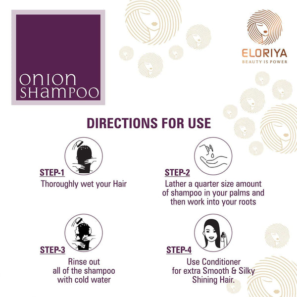 ELORIYA Onion Hair Shampoo for Hair Growth and Hair Fall Control with Onion Oil for Men and Women, 300 ml ELORIYA