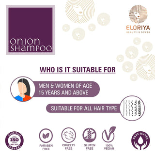 ELORIYA Onion Hair Shampoo for Hair Growth and Hair Fall Control with Onion Oil for Men and Women, 300 ml ELORIYA