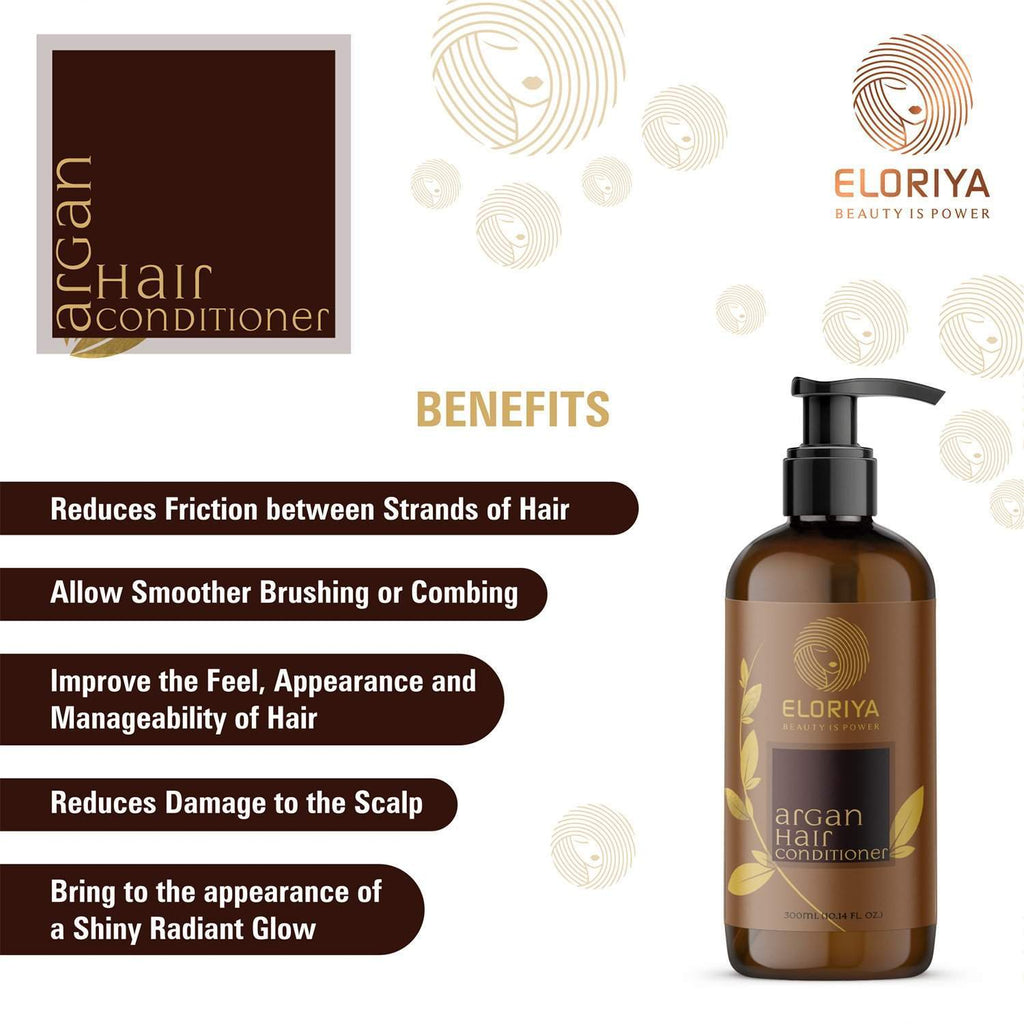 ELORIYA Argan Oil Conditioner for Make Hair Softer, Stop Split Ends, Restore Shiny for Men and Women, 300 ml ELORIYA