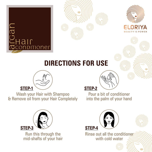 ELORIYA Argan Oil Conditioner for Make Hair Softer, Stop Split Ends, Restore Shiny for Men and Women, 300 ml ELORIYA