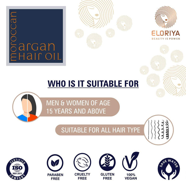 ELORIYA Moroccan Argan Hair Oil for Restores Shining and Strengthening of Hair for Men and Women, 100 Ml ELORIYA