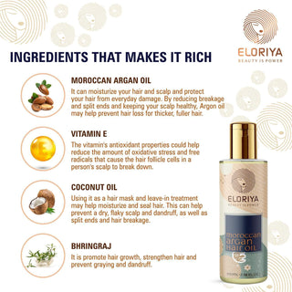 ELORIYA Moroccan Argan Hair Oil for Restores Shining and Strengthening of Hair for Men and Women, 100 Ml ELORIYA