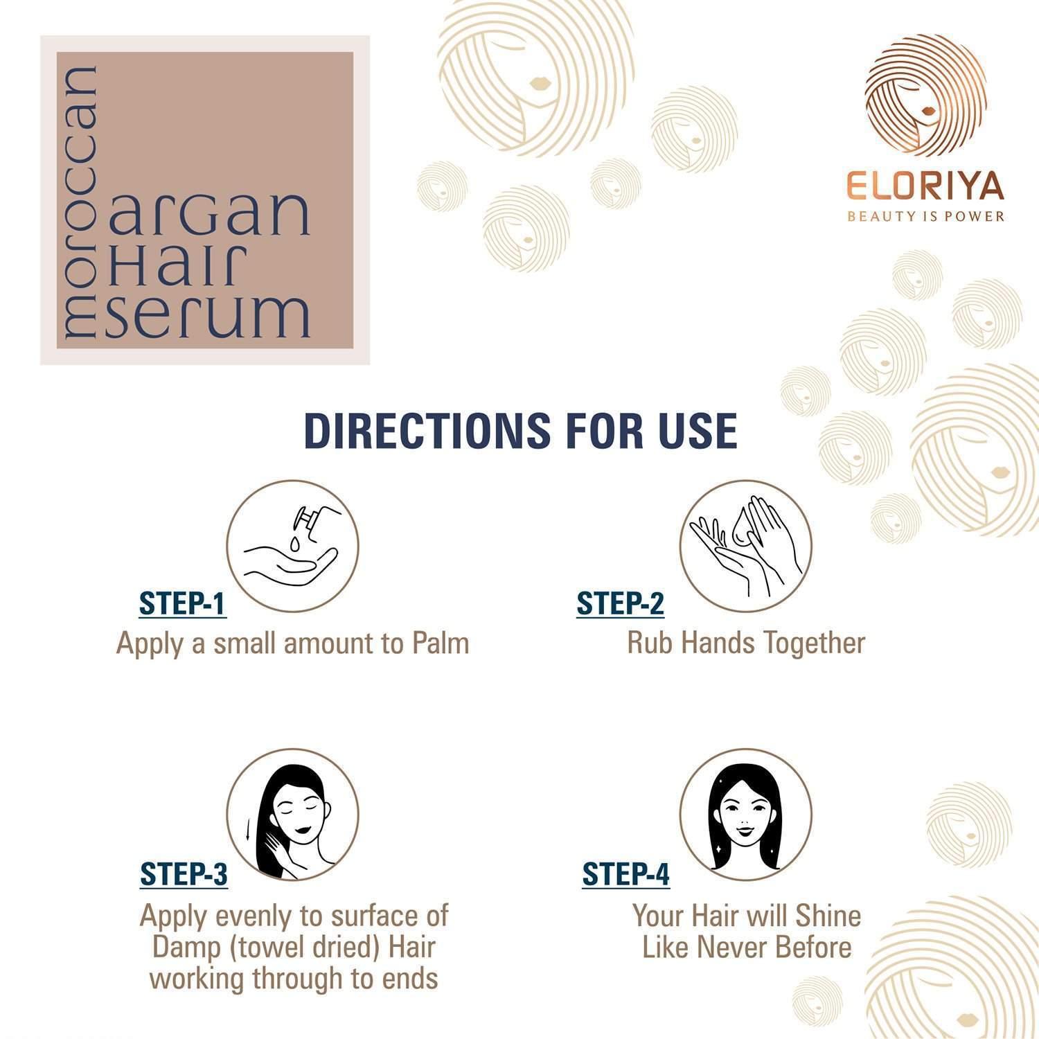 ELORIYA Moroccan Argan Hair Serum for Strong and Frizz-Free Hair, for Men and Women, 100 Ml ELORIYA