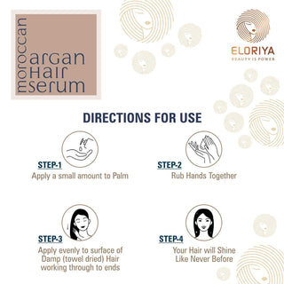 ELORIYA Moroccan Argan Hair Serum for Strong and Frizz-Free Hair, for Men and Women, 100 Ml ELORIYA
