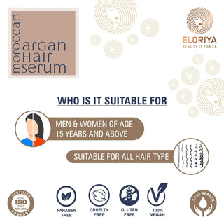 ELORIYA Moroccan Argan Hair Serum for Strong and Frizz-Free Hair, for Men and Women, 100 Ml ELORIYA