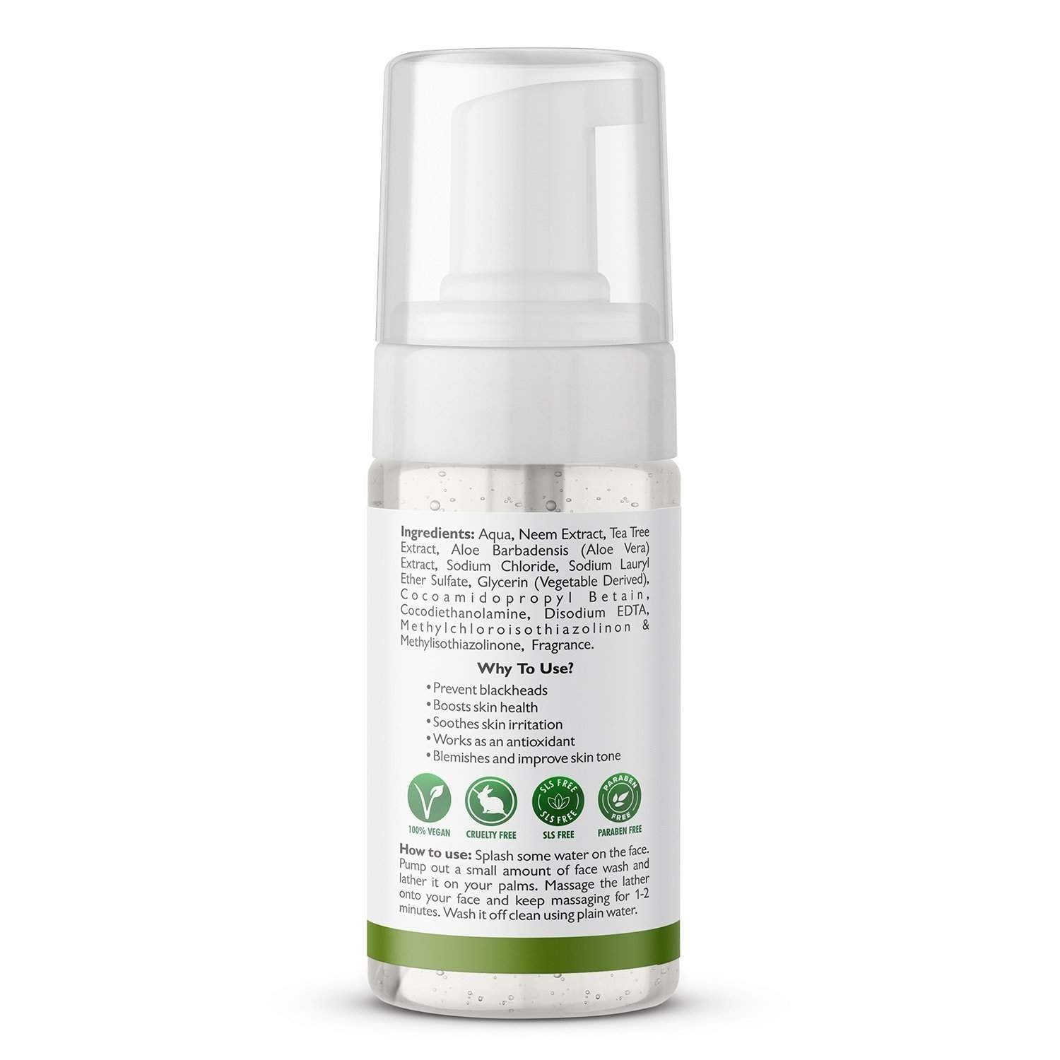 ELORIYA Neem and Tea Tree Face Wash for Women and Men | Lightens Scars Blemishes and Improve Skin tone No Parabens, SLS Free - 120ml ELORIYA
