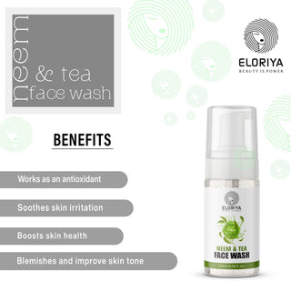 ELORIYA Neem and Tea Tree Face Wash for Women and Men | Lightens Scars Blemishes and Improve Skin tone No Parabens, SLS Free - 120ml ELORIYA