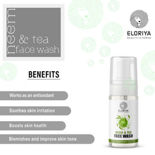 Load image into Gallery viewer, ELORIYA Neem and Tea Tree Face Wash for Women and Men | Lightens Scars Blemishes and Improve Skin tone No Parabens, SLS Free - 120ml ELORIYA